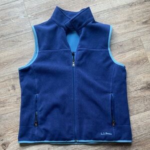 L.L. Bean Navy Fleece Vest with Light Blue Trim